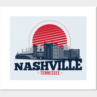 Retro Nashville, Tennessee Skyline Posters and Art